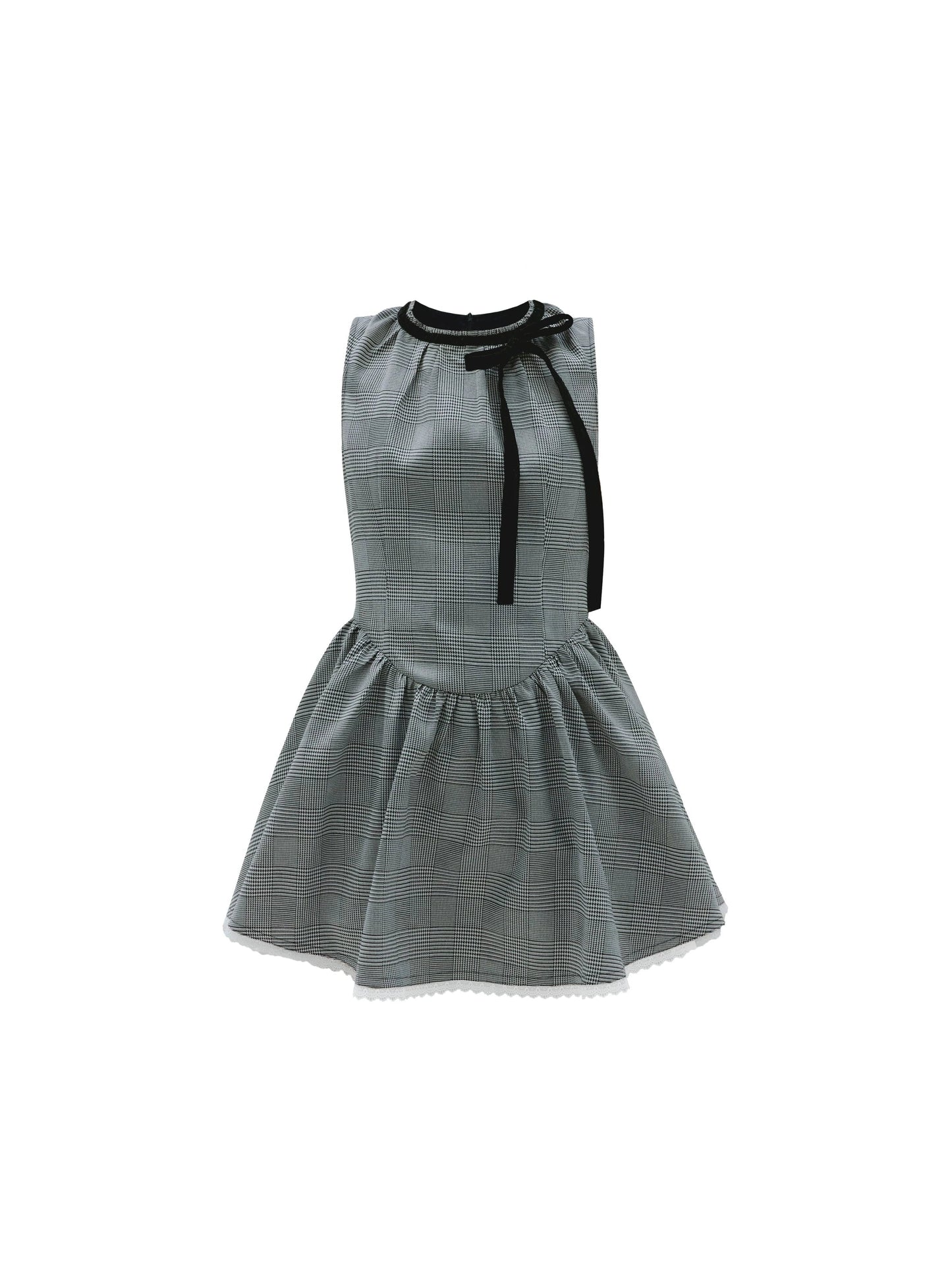 Premium Gray Houndstooth Vest Dress