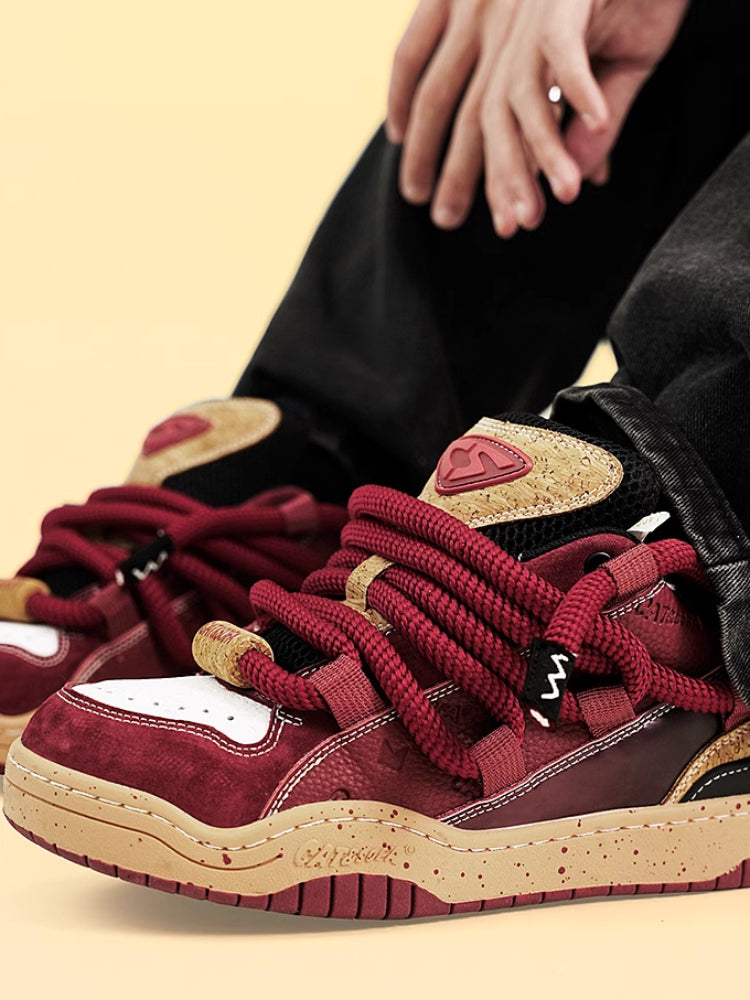 Wine red couple sneakers