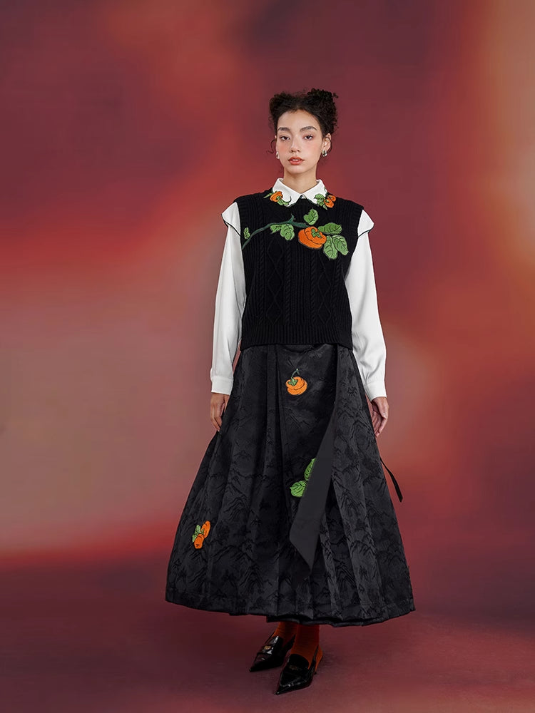 Chinese style embroidery suspender dress