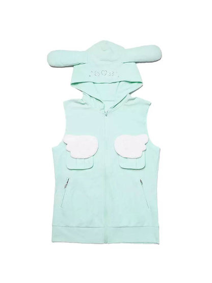 Bunny ears hooded vest jacket