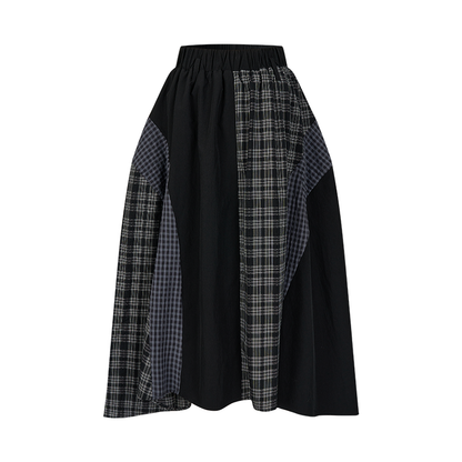 Long Check Panel Skirt