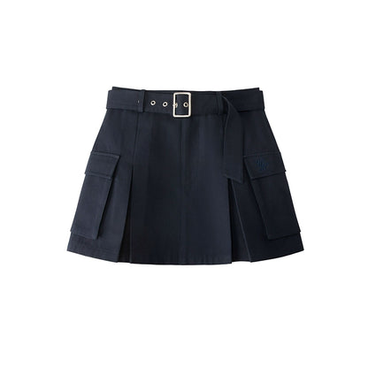 Navy Blue Vintage A-line Skirt