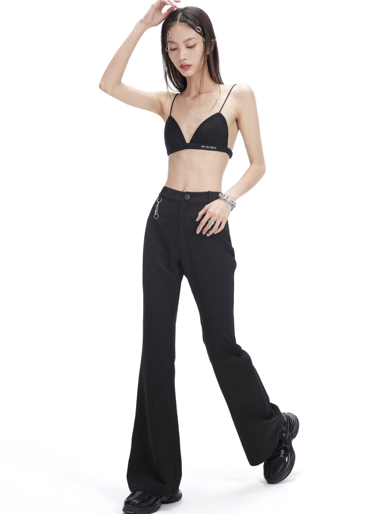 High waist slim casual pants