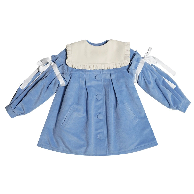 Retro Woolen Puff Sleeve Bow Top