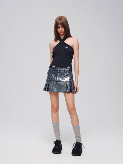 A-line denim skirt