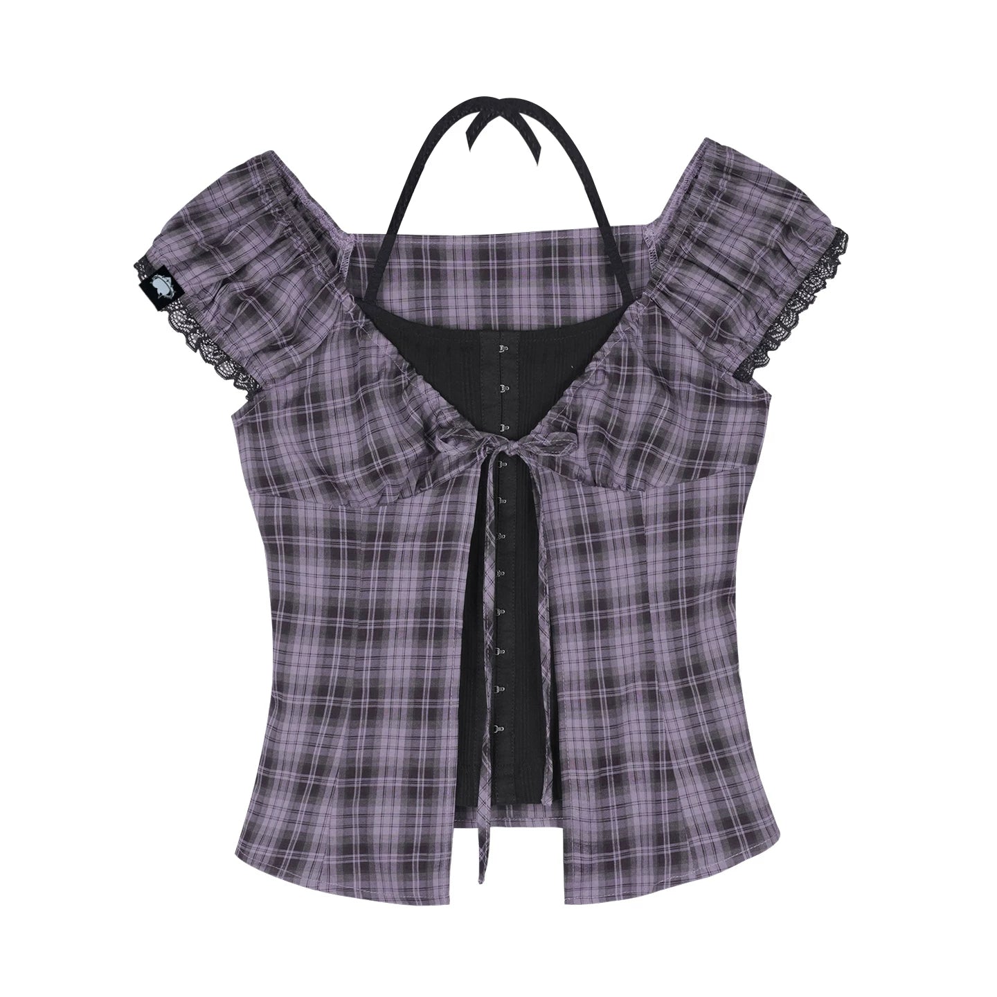 Plaid Halter Neck Top Set-Up