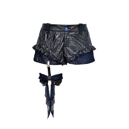 Punk Pleated PU Shorts