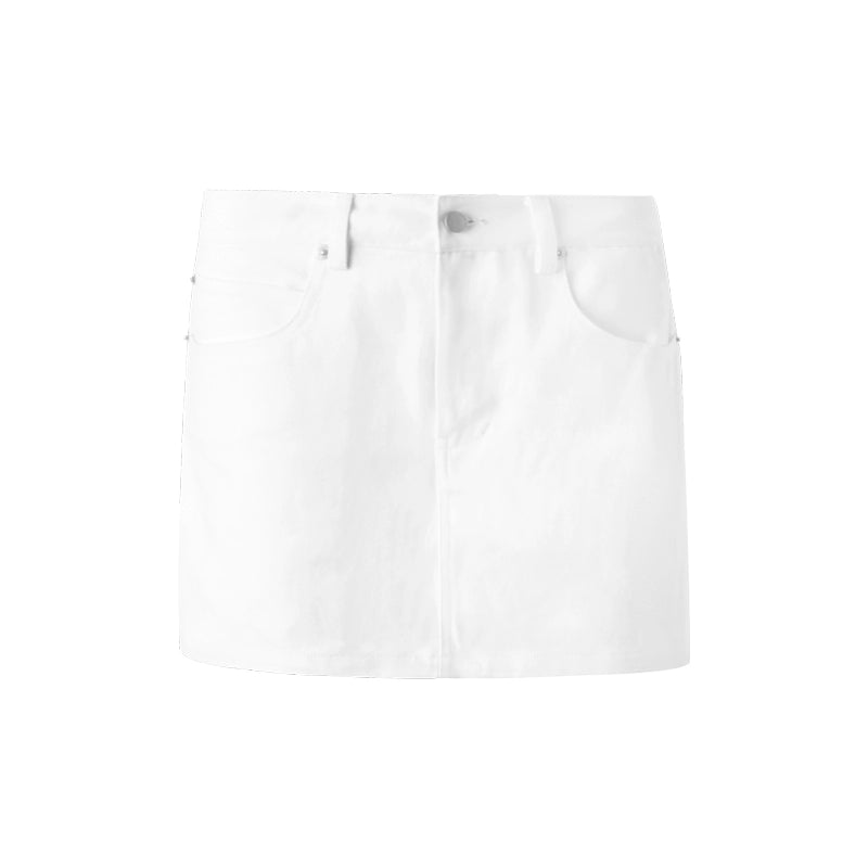Slimming White A-Line Denim Skirt