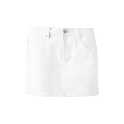 Slimming White A-Line Denim Skirt
