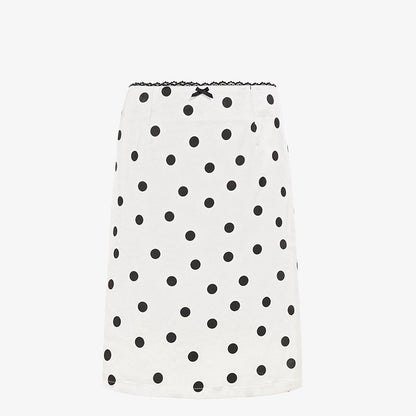 High-Support Satin Polka Dot Midi Skirt