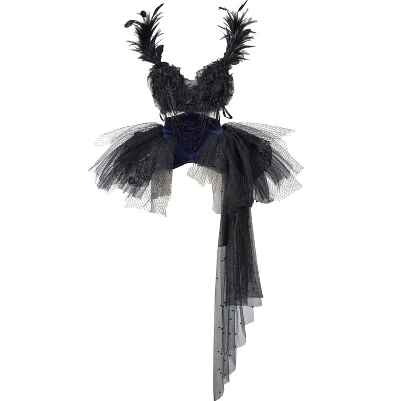 Diamond Feather Trailing Dress