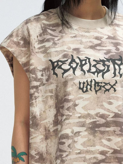 Camouflage sleeveless T-shirt