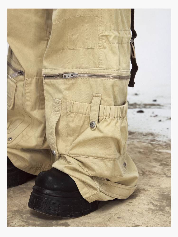 Multi-pocket straight cargo pants