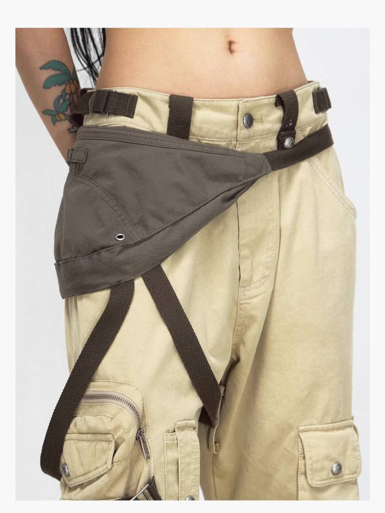 Multi-pocket straight cargo pants