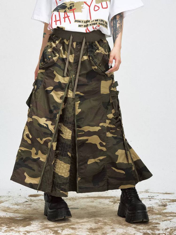 Workwear style suspender skirt