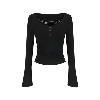 Silberne Ketten-Halskrause Bluse