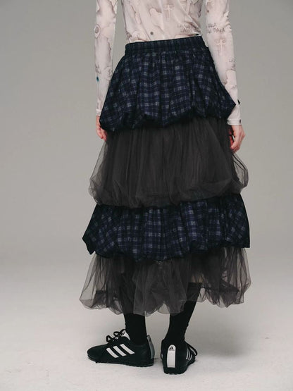 Blueberry plaid cake skirt