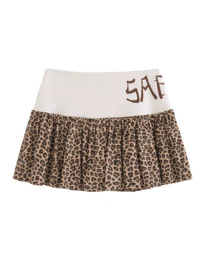 Leopard print low waist short skirt