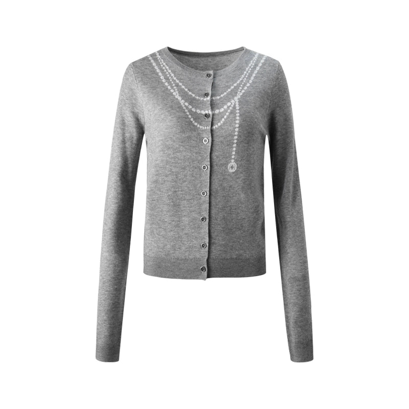 Contrasting Pearl Cardigan