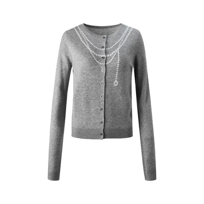 Contrasting Pearl Cardigan