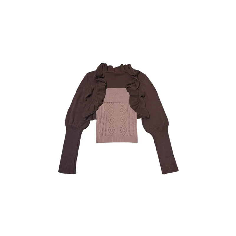 Retro Rüschen-Cardigan-Set