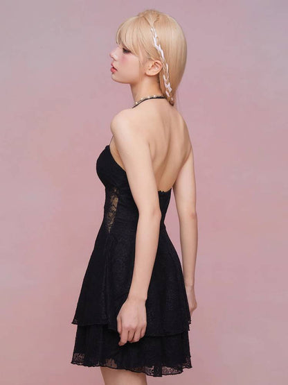 See-through suspender dress