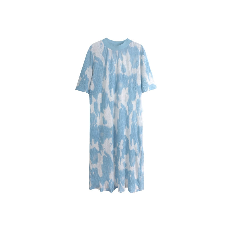 Monsoon Waves Blue Tie-Dye Dress Set-Up