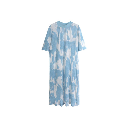 Monsoon Waves Blue Tie-Dye Dress Set-Up