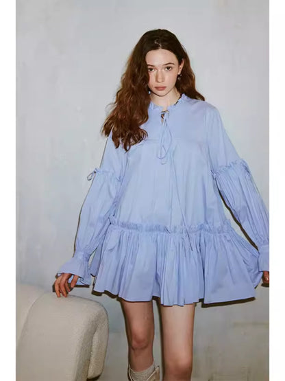 Romantic ruffle shirt dress