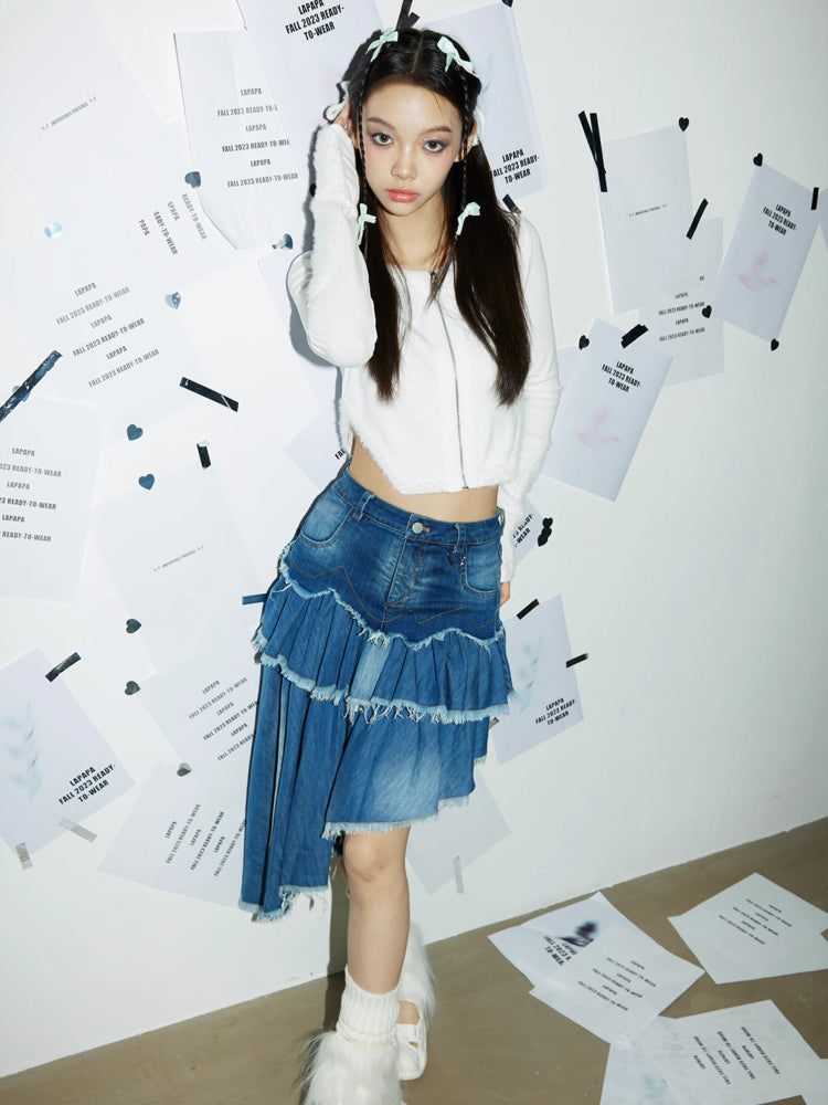 A-line denim skirt