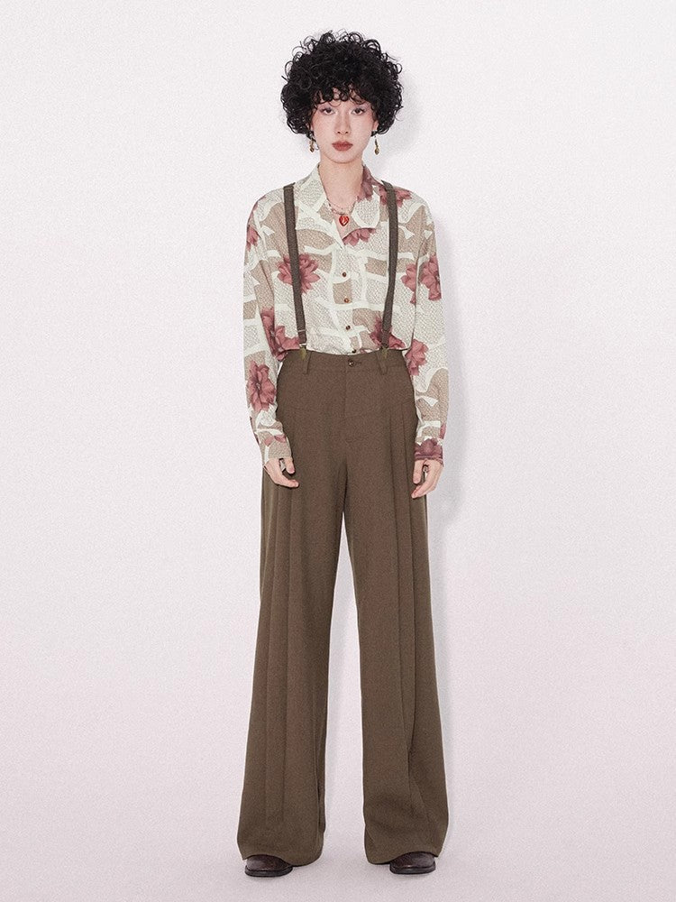 Retro loose suspender pants