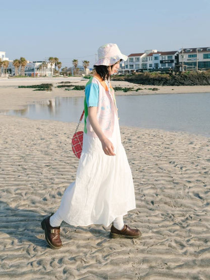 White flower long skirt dress