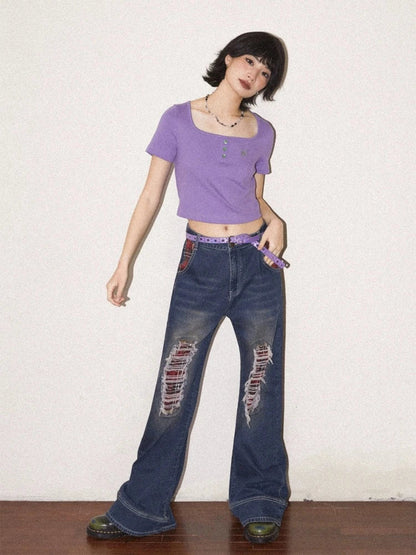 Distressed casual pants