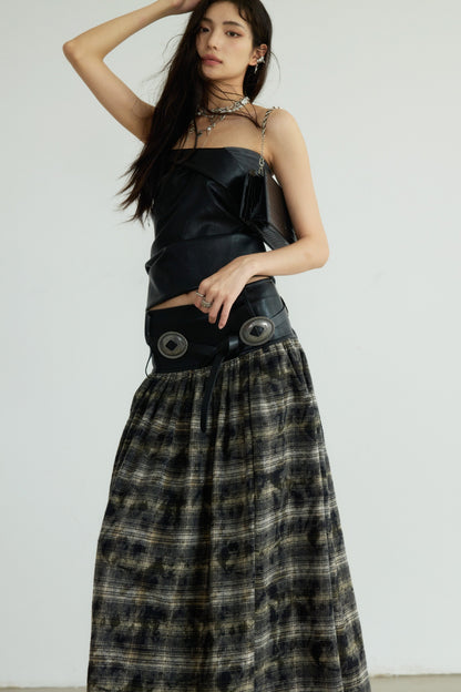 Retro Decadent Plaid Maxi Skirt