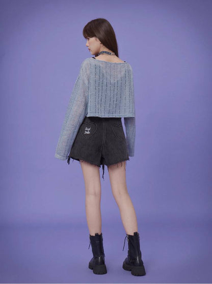 Grey short knit top