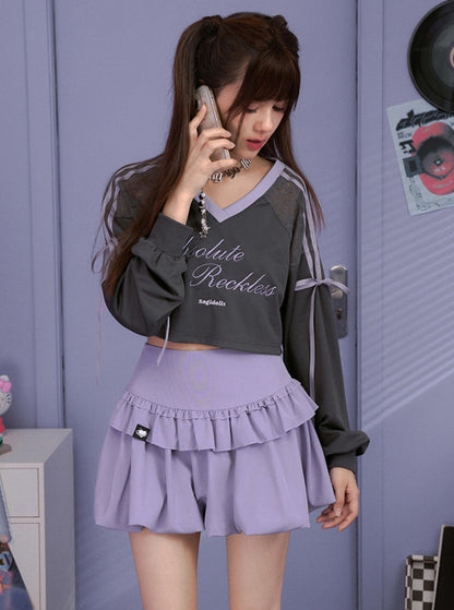 Playful Purple Puffy Short Skirt