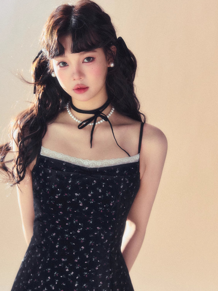 Velvet suspender dress