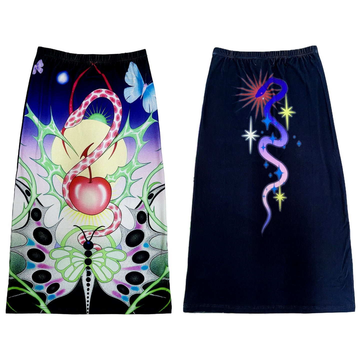 Reversible Print Stretch Casual Maxi Skirt