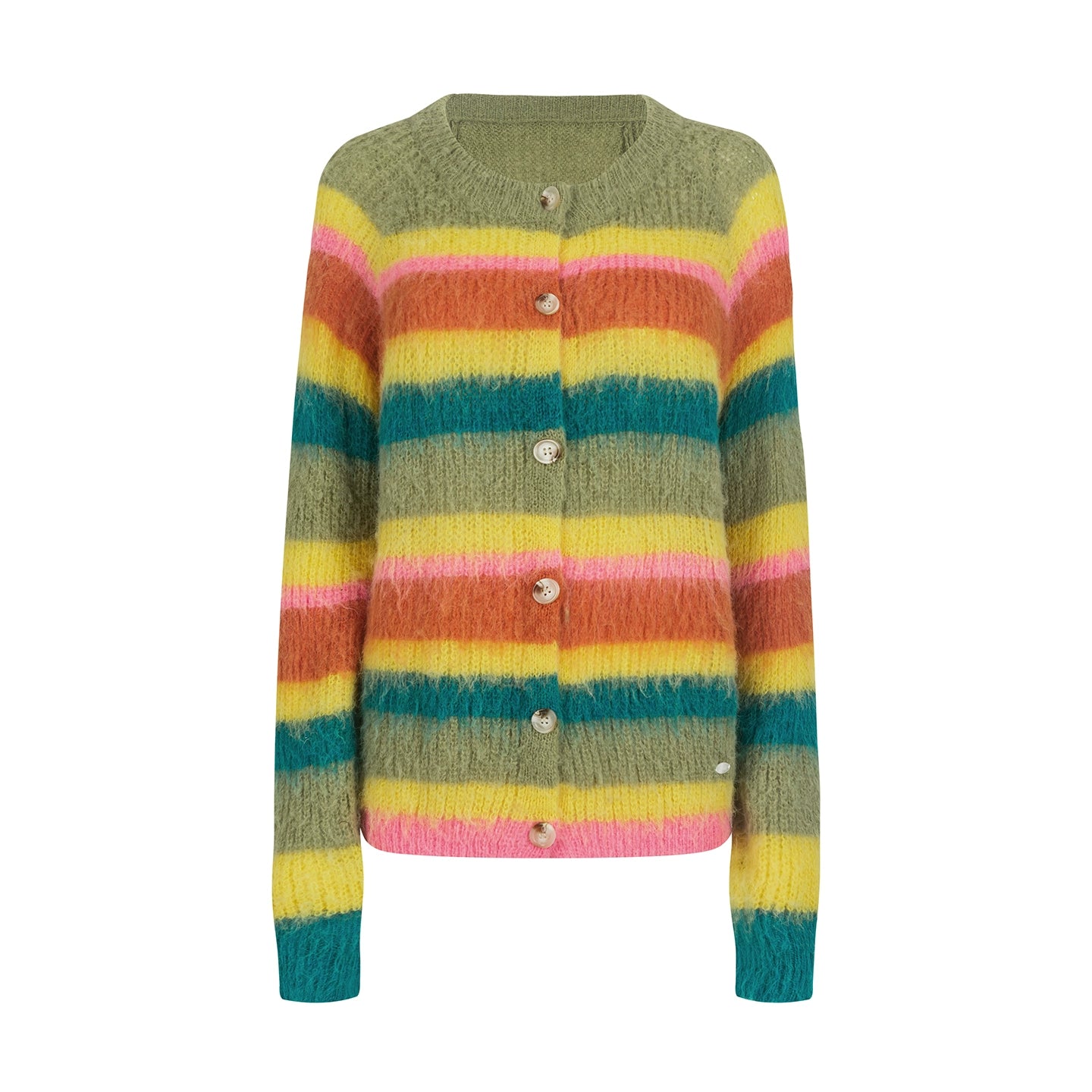Fleece Rainbow Stripe Cardigan