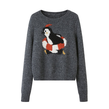 Penguin Jacquard Slim Knit Sweater