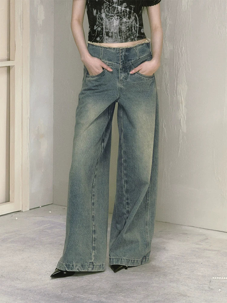 Wide leg high waist jeans