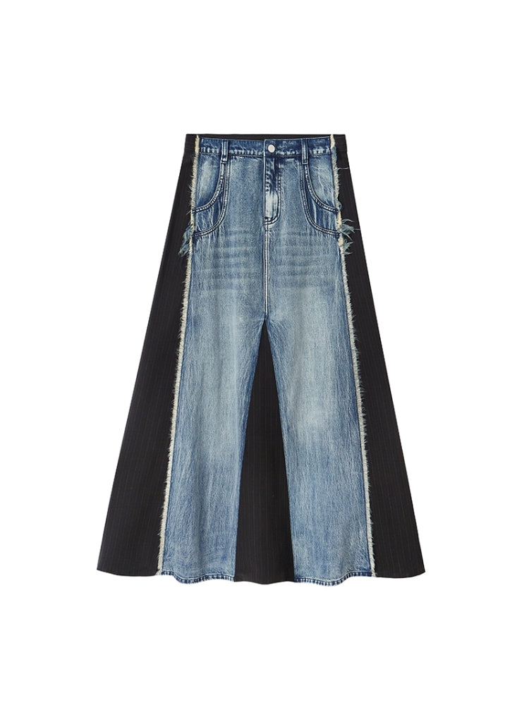 Denim patchwork skirt