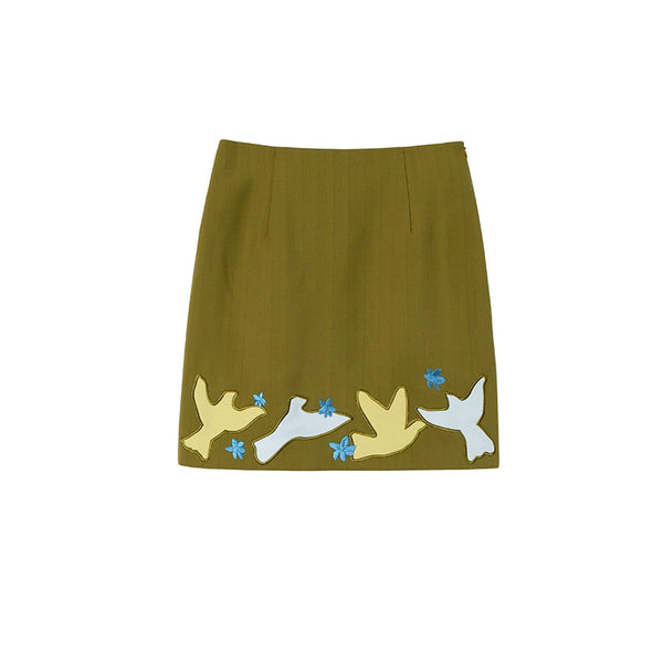 Bright Star Vintage Bird Embroidery Wool Jacket Set-Up