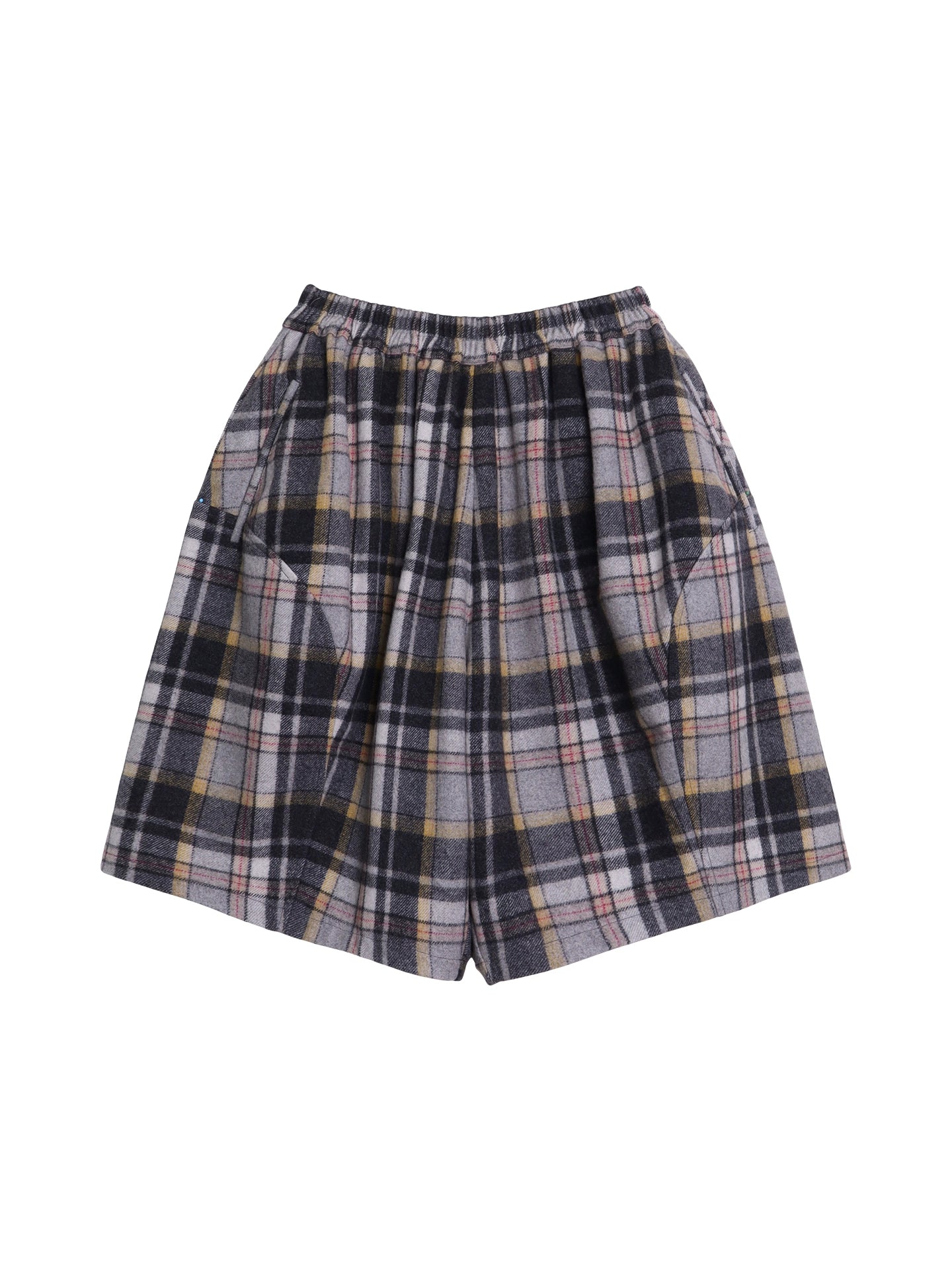 Vintage Plaid Wide-Leg Shorts