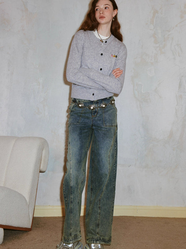 Washed straight jeans