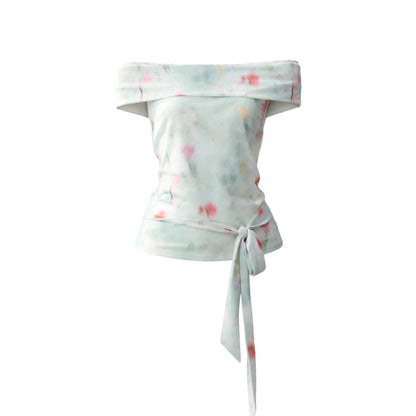Gradient Floral Off-Shoulder Top Set-Up