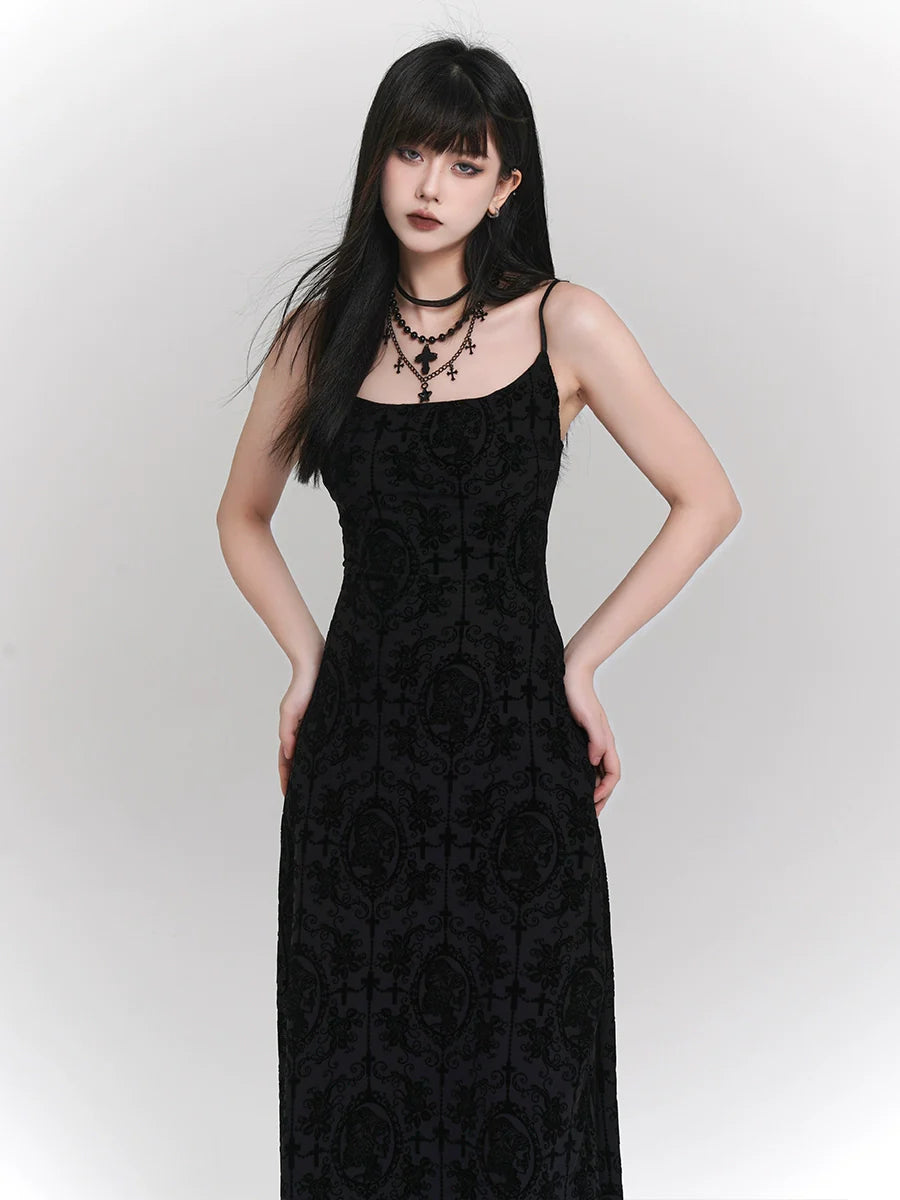 Black Retro Slip Dress