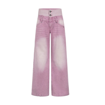 Sweet Pink Wide Waistband Jeans