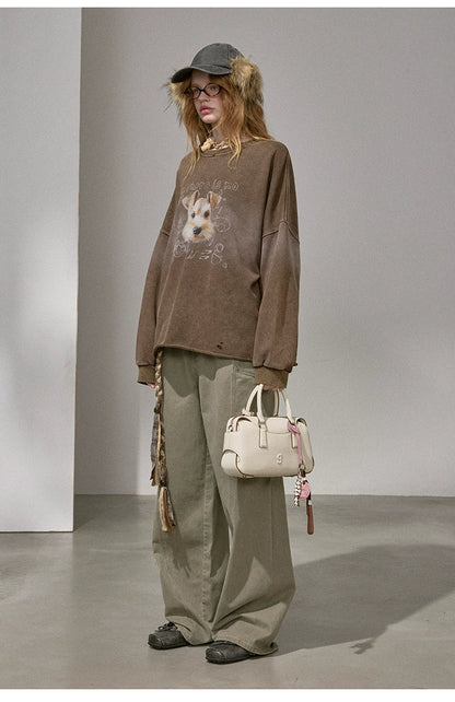 Retro Mottled Graphic Sweatshirt