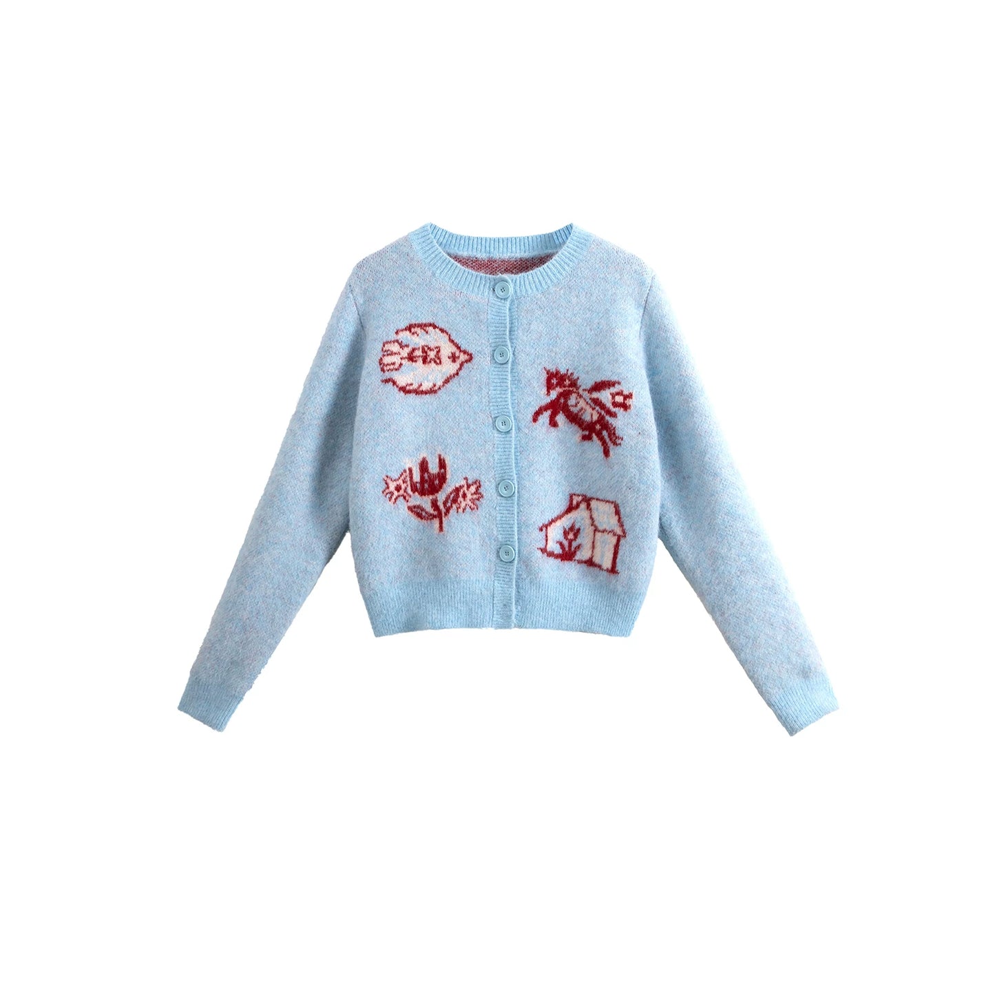 Color-Blocked Wool Blend Cardigan